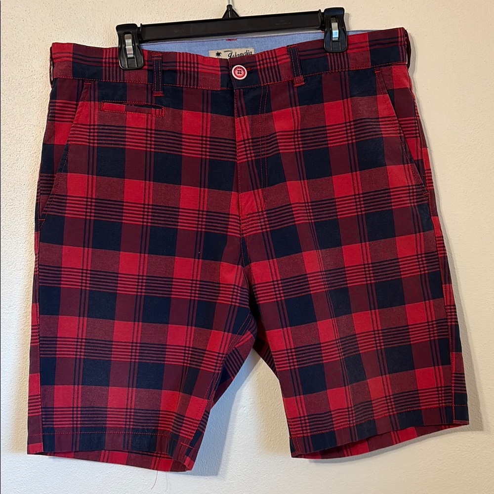 Islandia Red and Black Plaid Men's golf Shorts